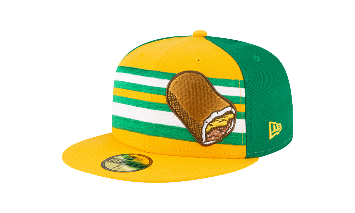 59FIFTY Omaha Storm Chasers Theme Night 'Runzas' Fitted Hat "Green and Yellow / Yellow - Brim" NE771