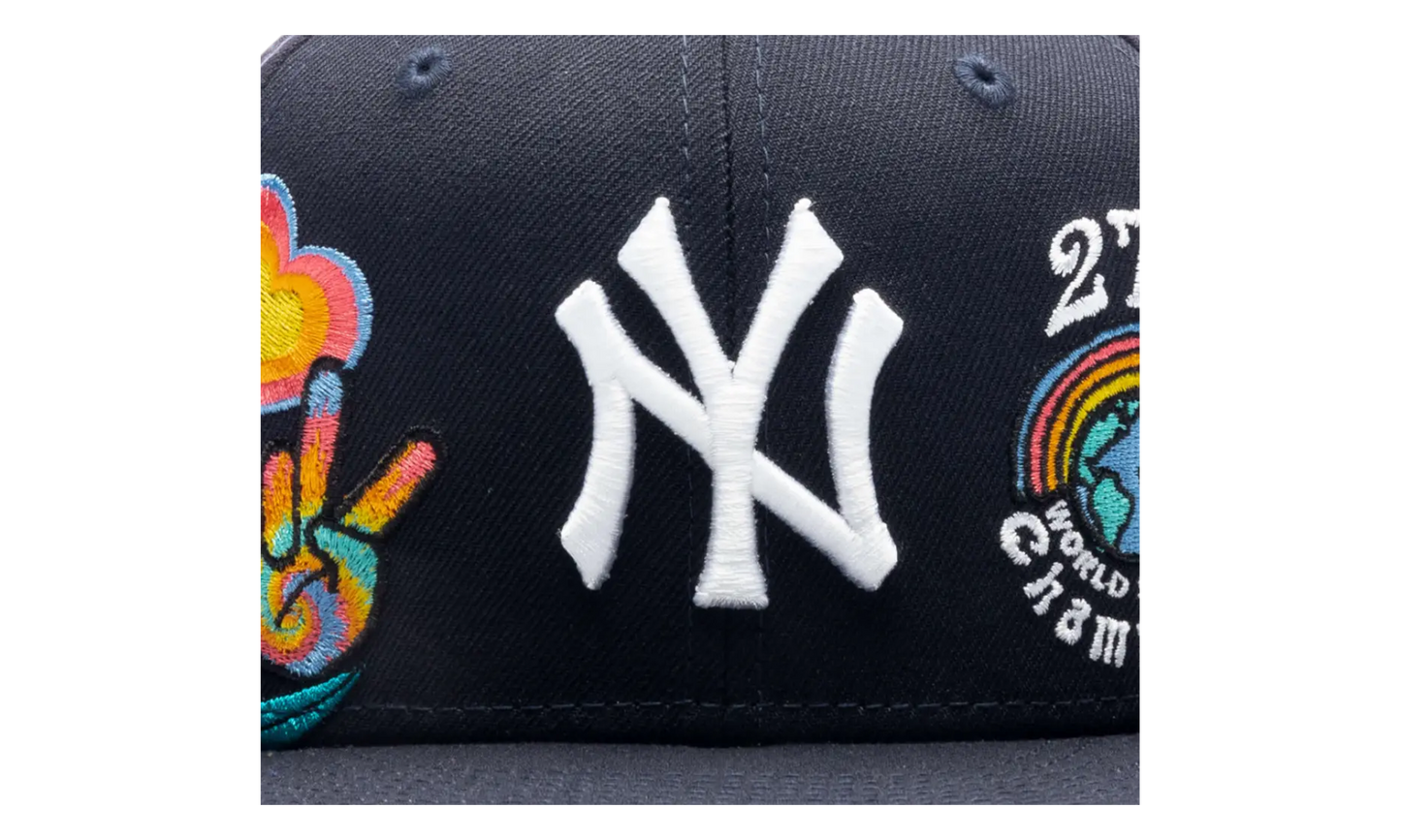 59FIFTY MLB New York Yankees Groovy Fitted Hat "Navy (Wool) / Sky Blue - Under Brim" NE1252
