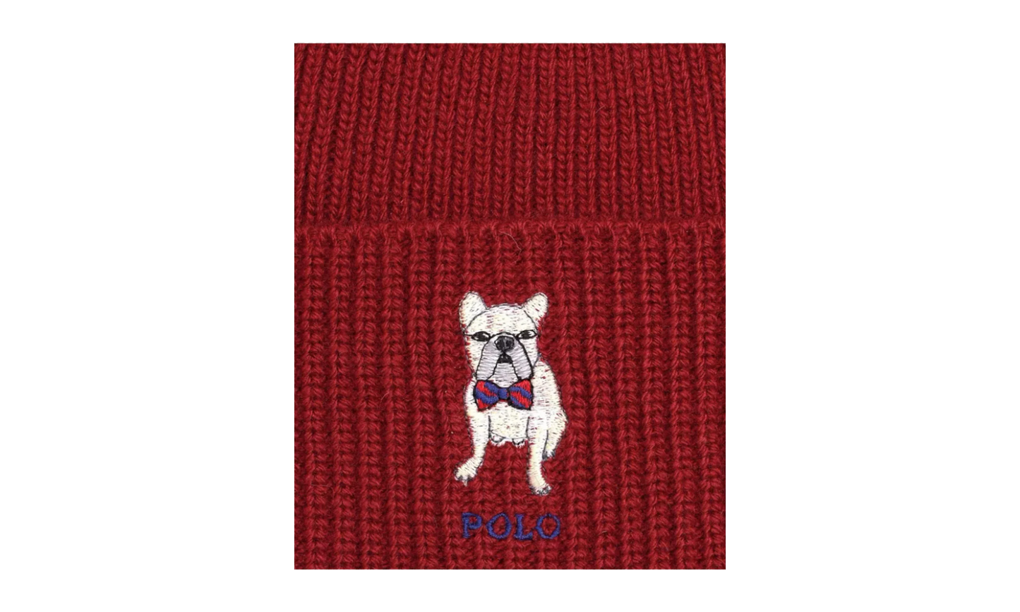 Embroidered Frenchie Rib-Knit Beanie "Red" PC0917 619