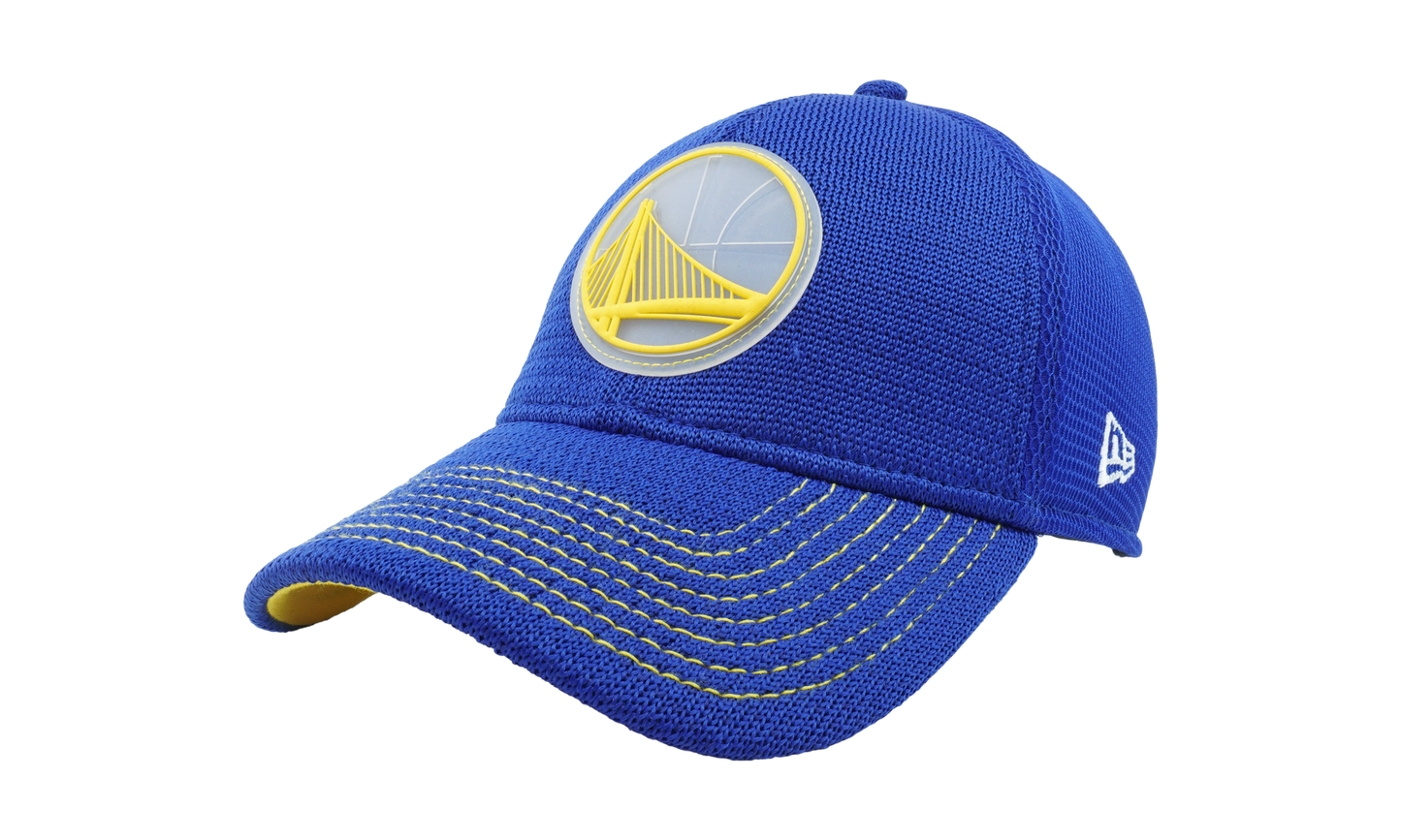 39THIRTY Golden State Warriors 2018 Rubber Logo Flex Fit Hat "Blue / Yellow - Under Brim" NE651