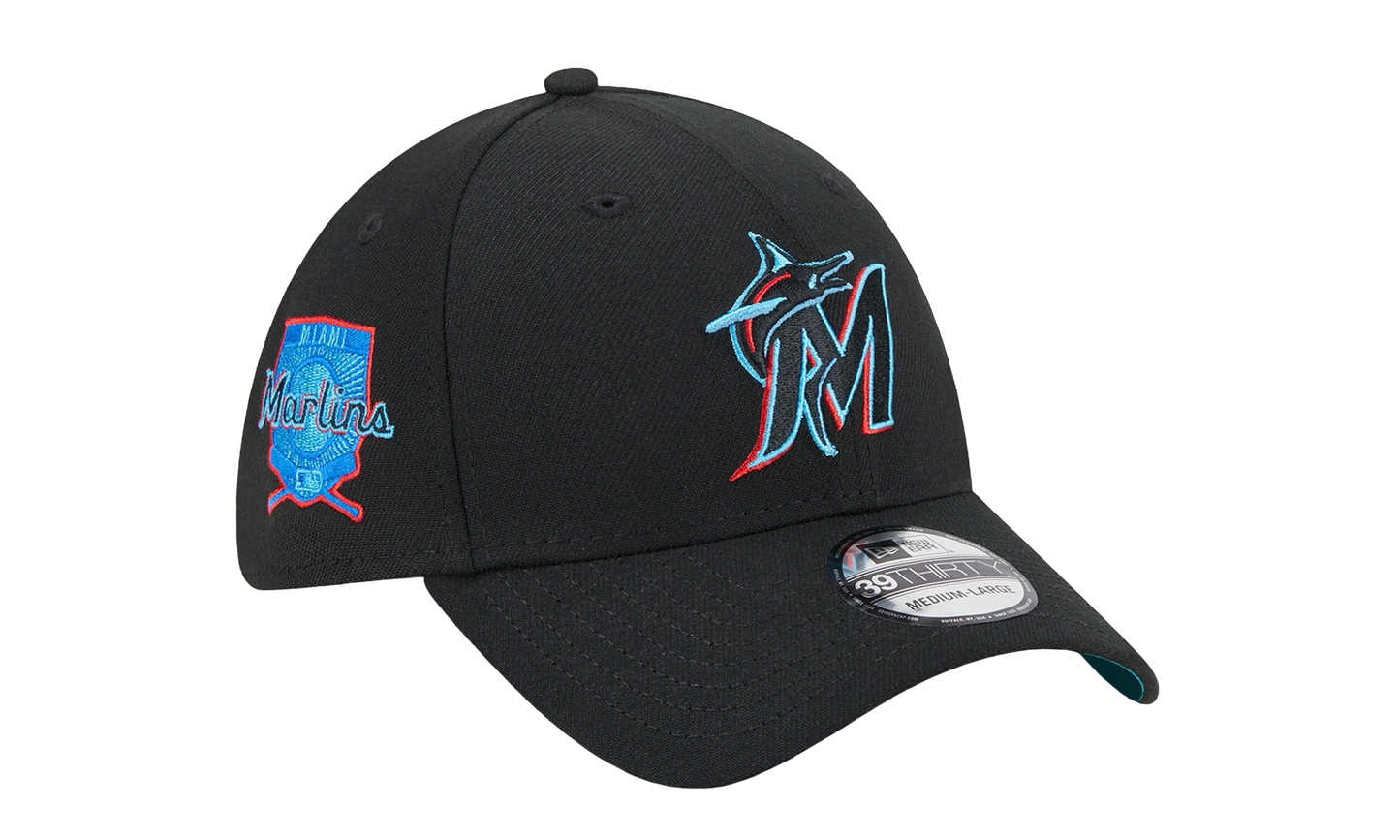 39THIRTY Miami Marlins Father’s Day Flex Fit Hat "Black / Teal - Under Brim" NE895