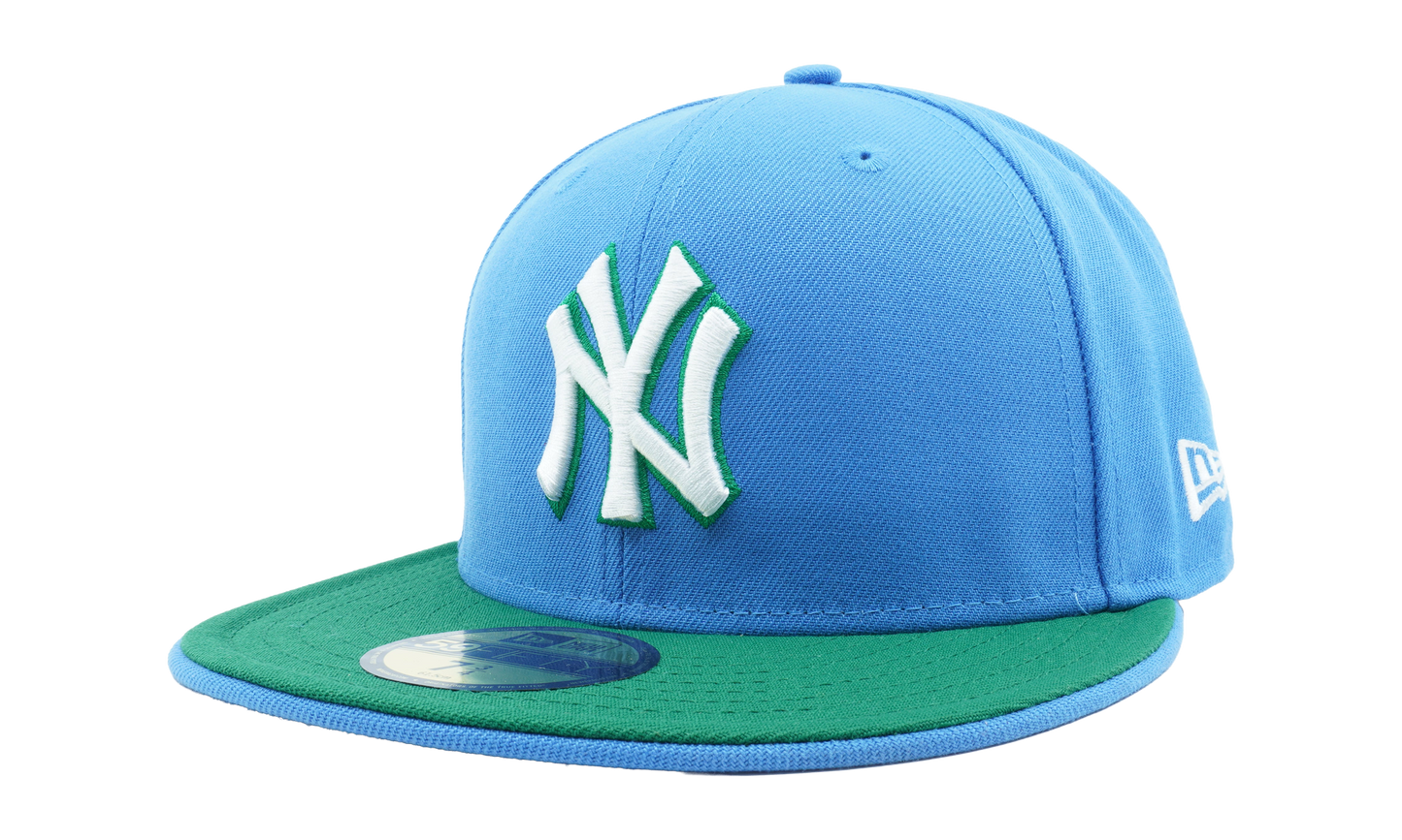 59FIFTY New York Yankees 1999 World Series Fitted Hat "Sky Blue / Green - Brim / Sky Blue - Under Brim" NE1106