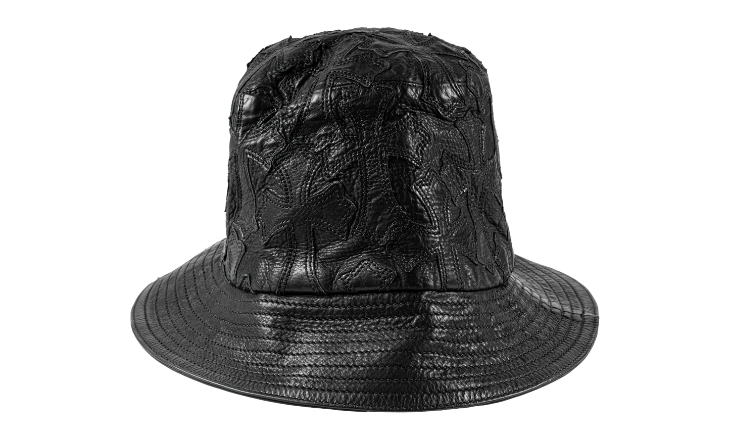 Cross Leather Patch Bucket Hat "Black" CHRM1406