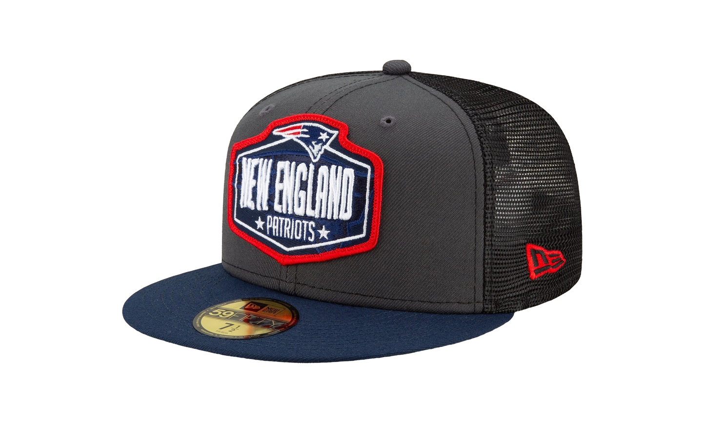 59FIFTY New England Patriots 2021 Draft Fitted Hat "Graphite and Black / Navy - Brim" NE786