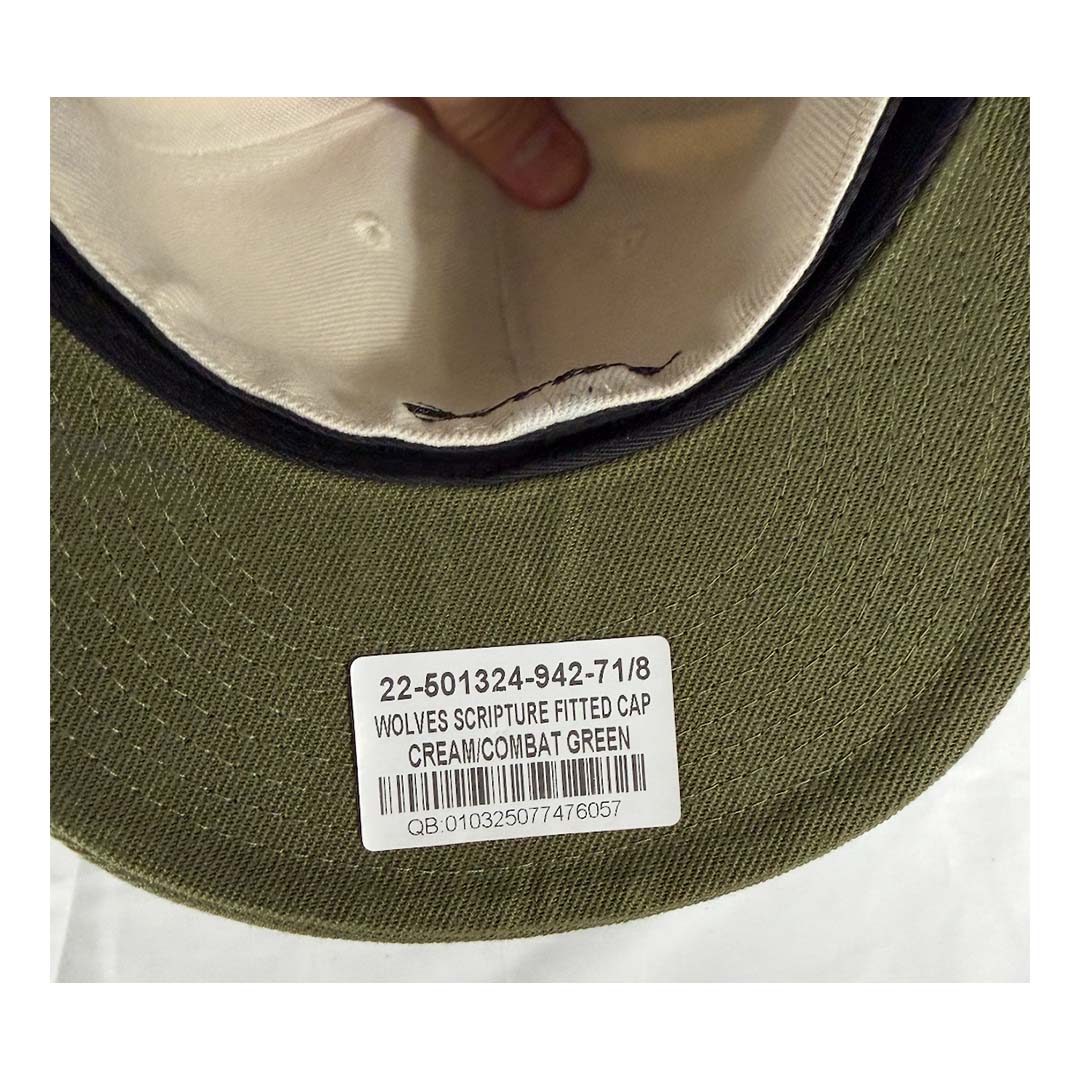 Darcsport Wolves Scripture Fitted Hat Cream Combat Green