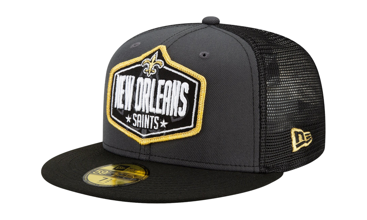 59FIFTY New Orleans Saints 2021 Draft Fitted Hat "Graphite and Black / Black - Brim" NE787