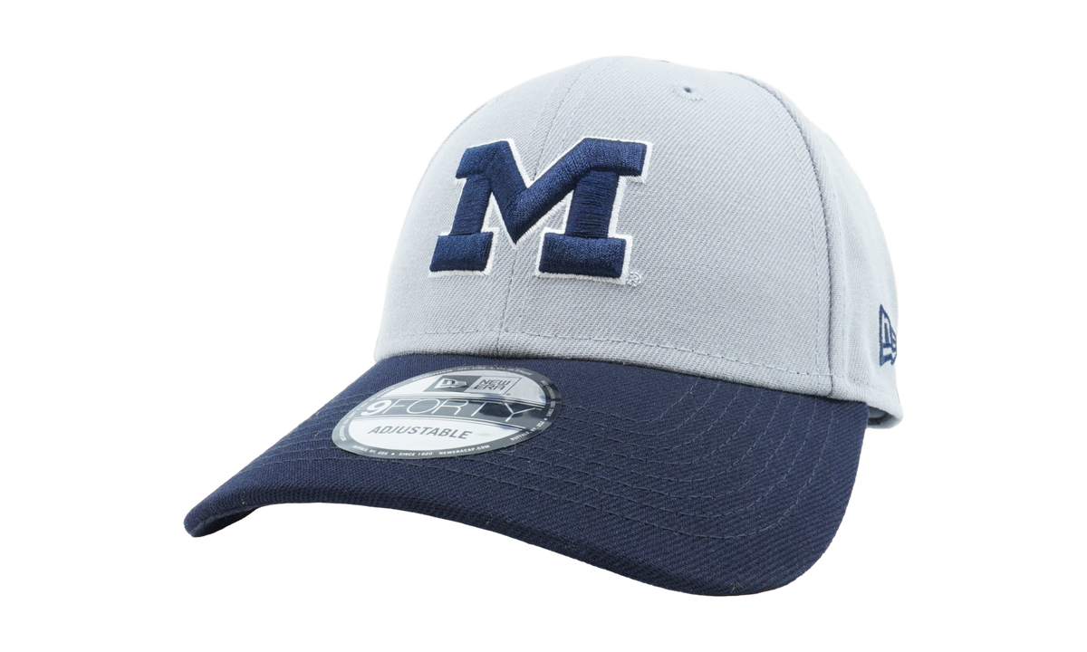 9FORTY Michigan Wolverines The League Hook & Loop Velcro Hat "Grey / Navy - Brim" NE818