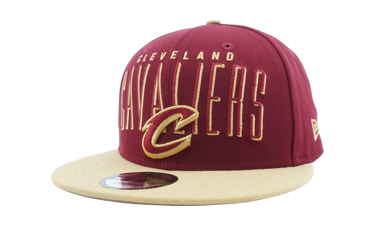 9FIFTY Cleveland Cavaliers Headline Snapback Hat "Maroon / Beige - Brim / Gray - Under Brim" NE915