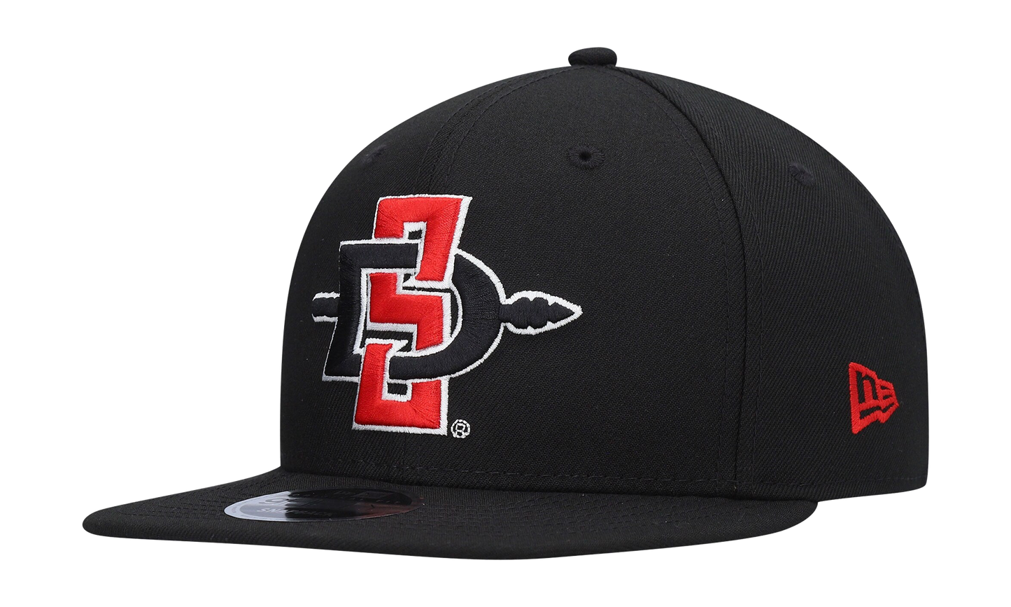 9FIFTY San Diego State Aztecs Snapback Hat "Black / Black and Red - Logo" NE1014