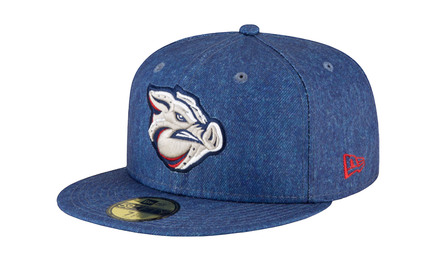 59FIFTY Lehigh Valley Iron Pigs 'Canadian Tuxedo' Fitted Hat "Denim Blue" NE774