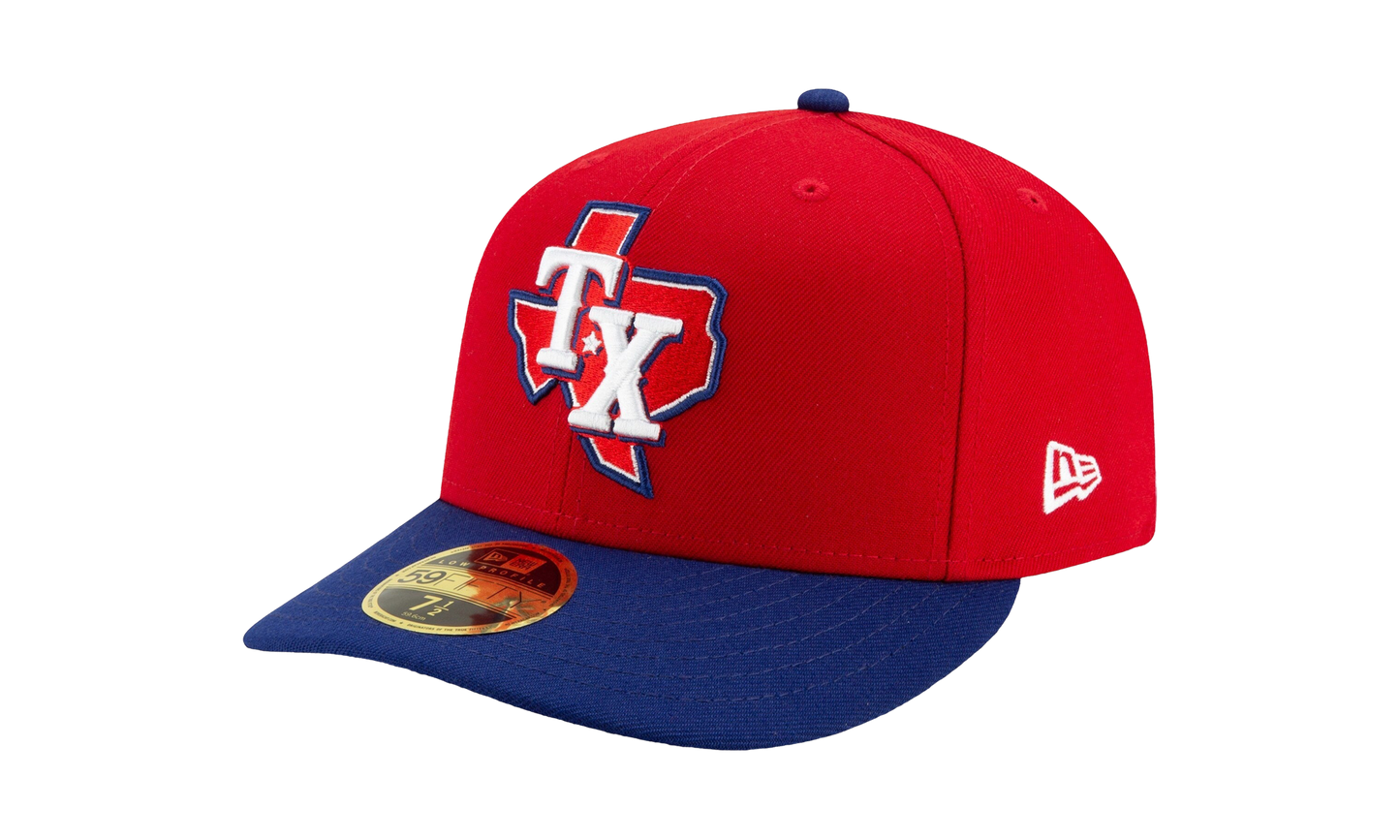 59FIFTY Texas Rangers 2020 Alt3 Low Profile Authentic Fitted Hat "Red / Blue - Brim" NE1034