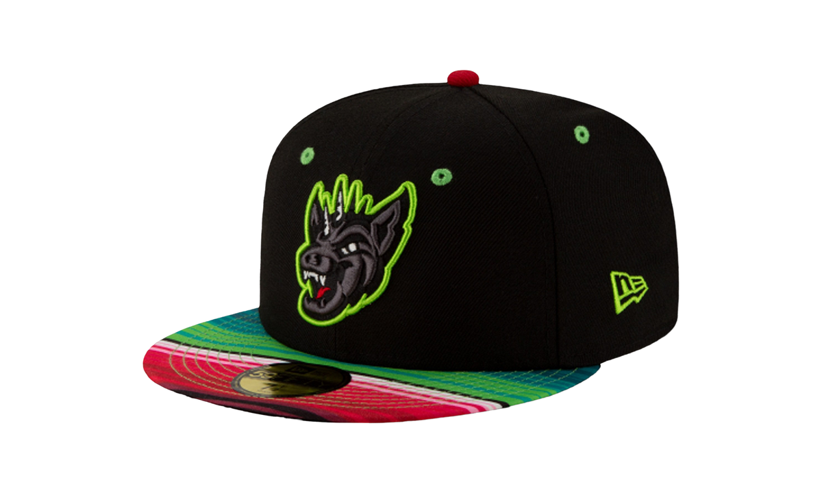 59FIFTY Round Rock Express Copa de la Diversión Theme Night 'Chupacabras' Fitted Hat "Black / Multicolor - Brim" NE745