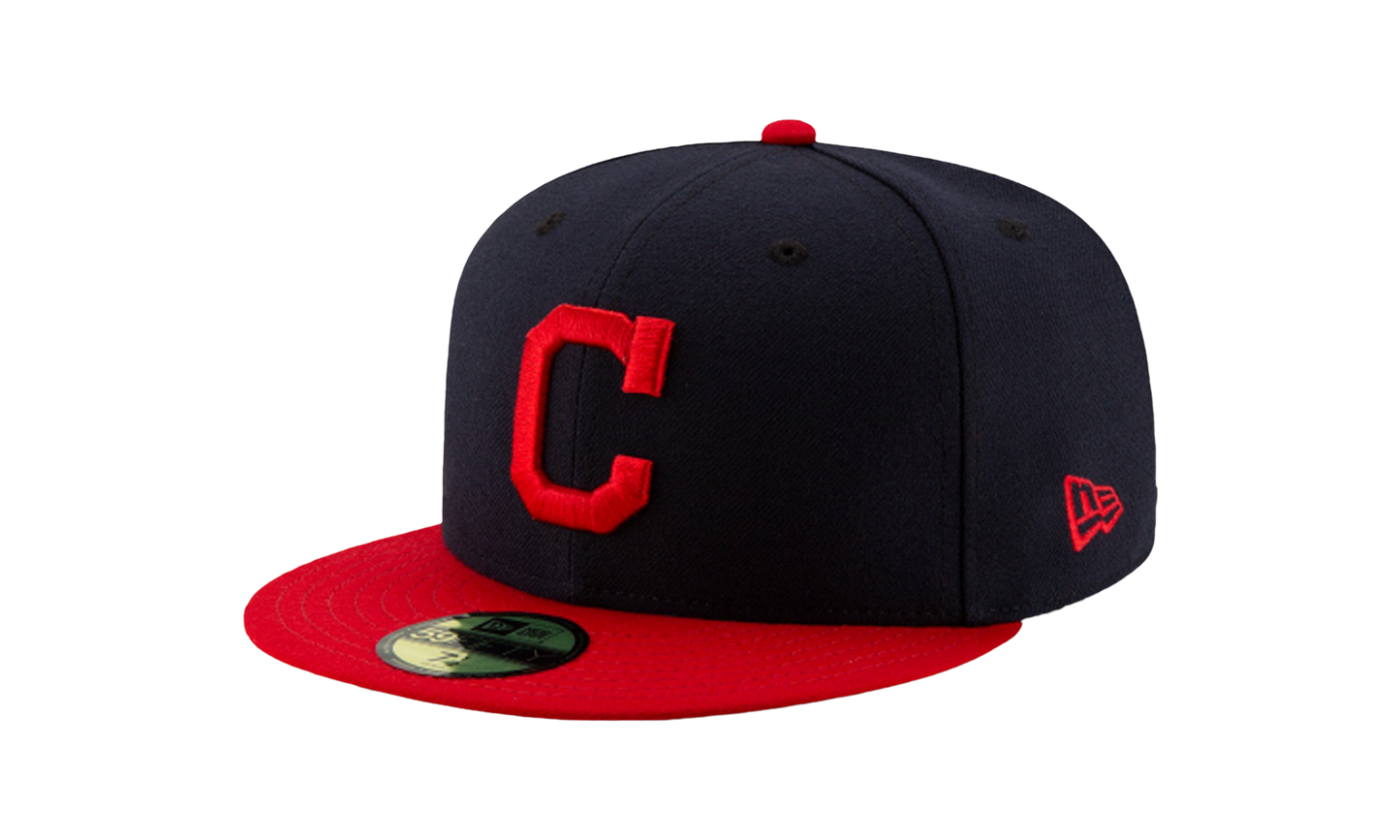 59FIFTY Cleveland Indians Authentic Fitted Hat "Navy / Red - Visor" NE999