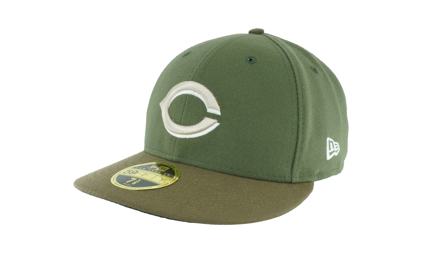 59FIFTY Cincinnati Reds Low Profile Authentic Fitted Hat "Olive / Green - Visor" NE983