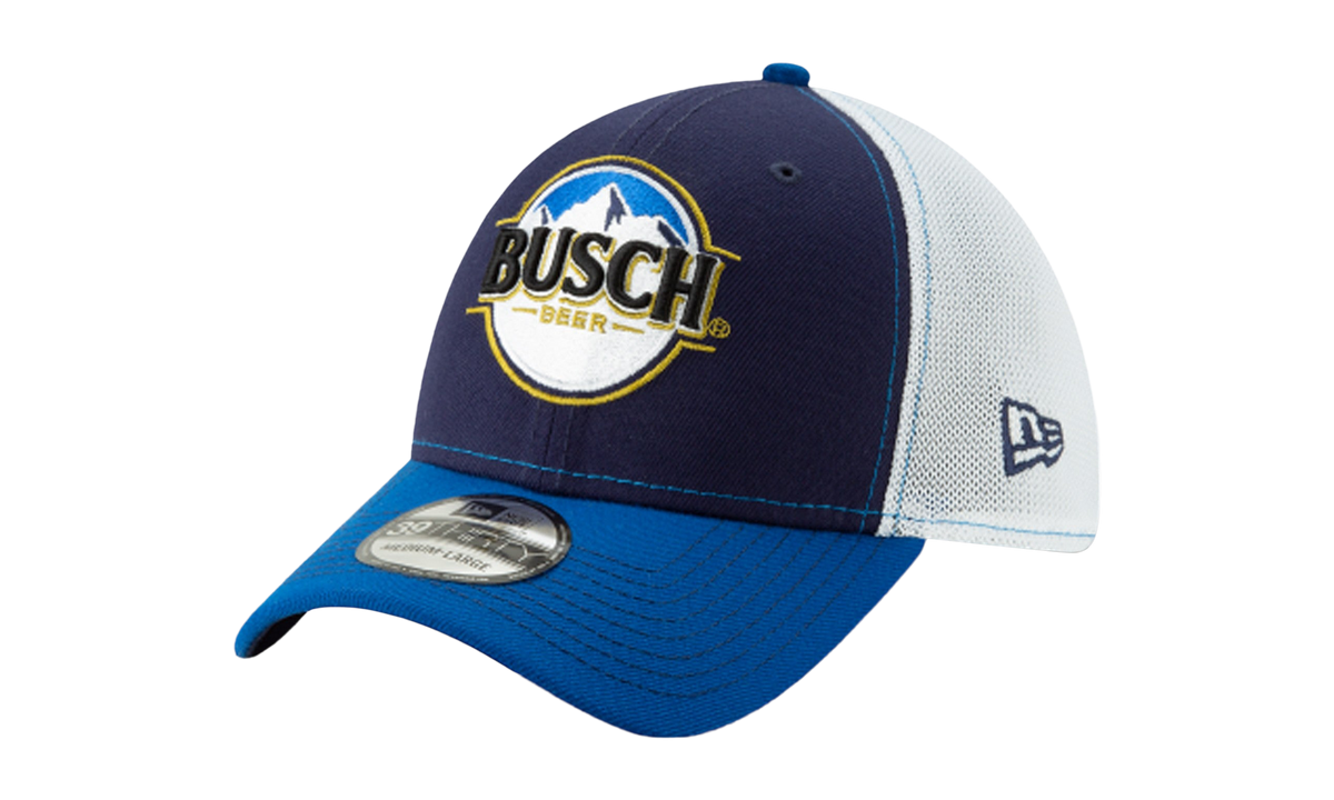 39THIRTY Busch Beer NASCAR Kevin Harvick Flex Fit Hat "Navy and White / Blue - Visor" NE709