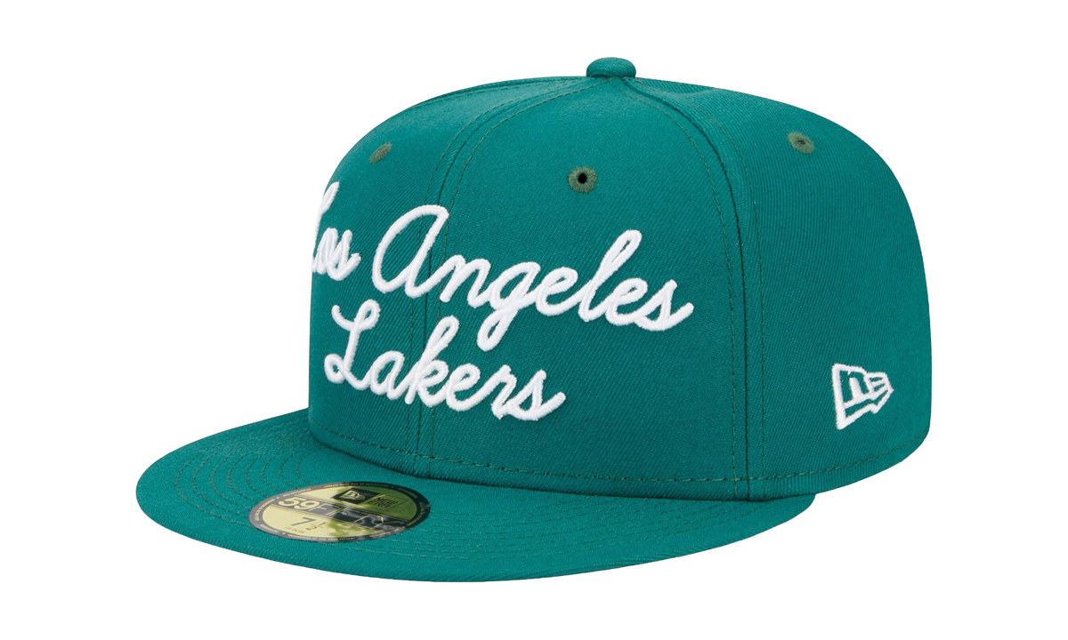 59FIFTY Los Angeles Lakers Script Fitted Hat "Kelly Green / Green - Under Brim" NE876