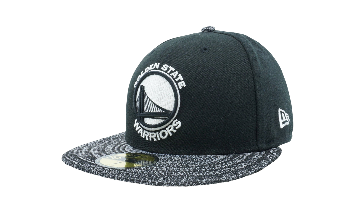 59FIFTY Golden State Warriors Visor Fresh Fitted Hat "Black / Heather White and Black - Brim" NE1120