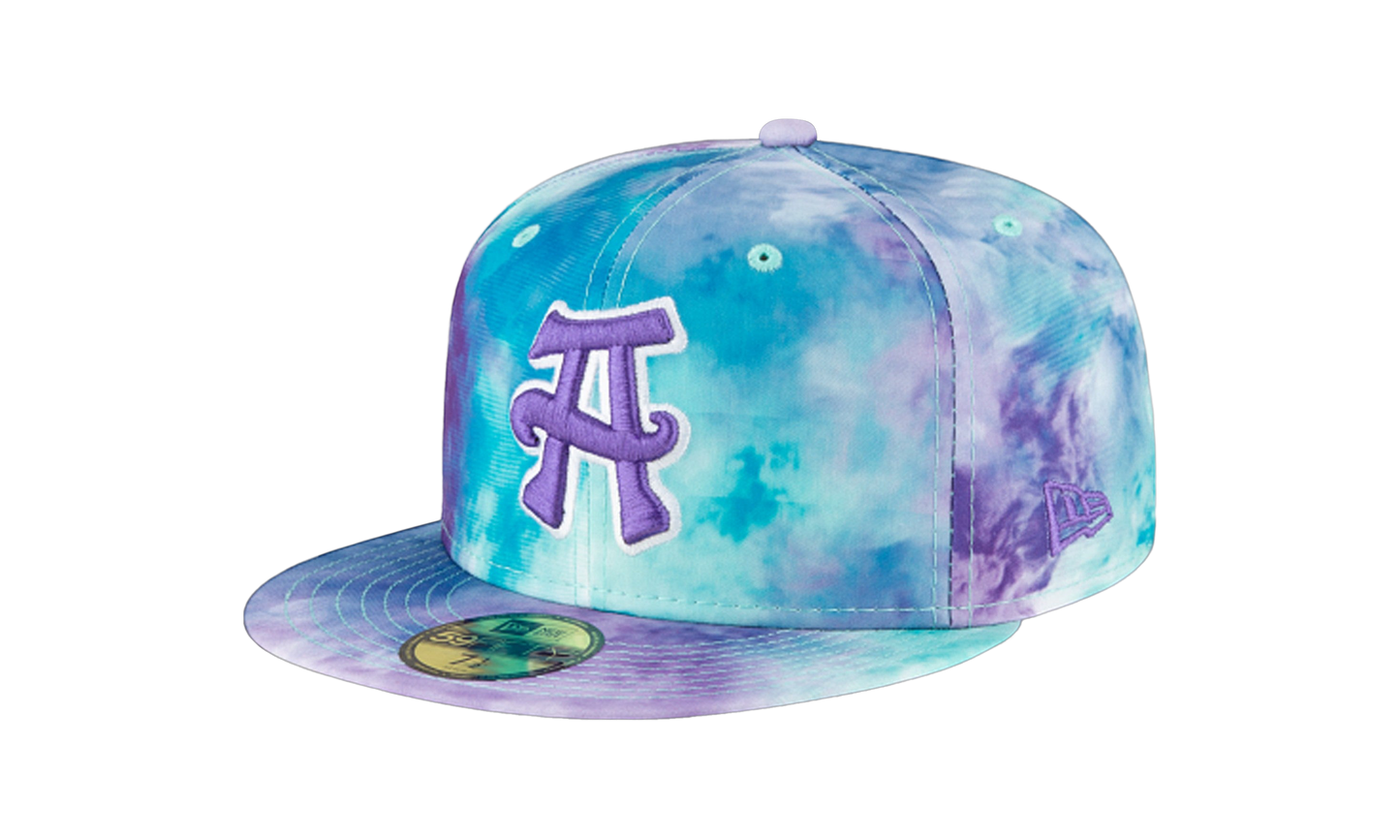 59FIFTY Asheville Theme Night 'Tourists Hippies' Fitted Hat "Blue and Purple Tie Dye Design" NE765