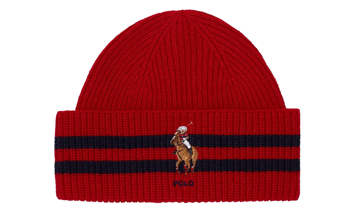 STRIPE CUFF BEAR BEANIE "Red" PC0818 620