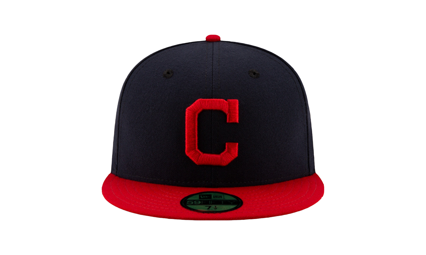 59FIFTY Cleveland Indians Authentic Fitted Hat "Navy / Red - Visor" NE999