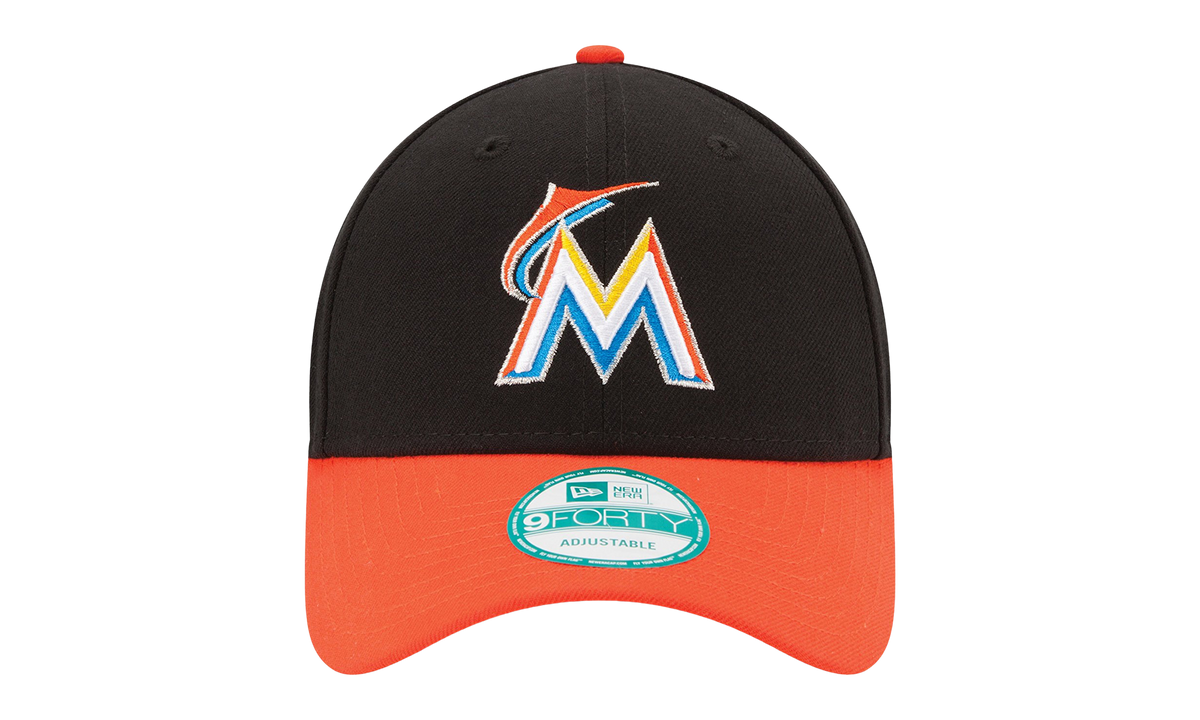 9FORTY Miami Marlins 2Tone The League Adjustable Hat "Black / Burnt Orange - Brim" NE557