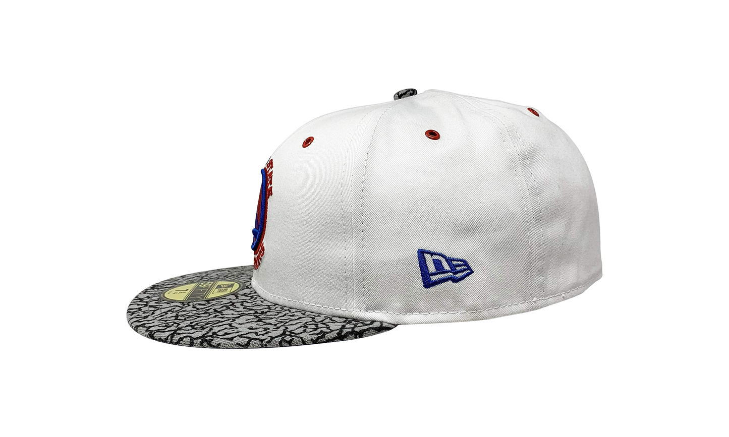 59FIFTY Golden State Warriors Kicks Hook Fitted Hat "White / Grey and Black Elephant Print - Brim" NE598