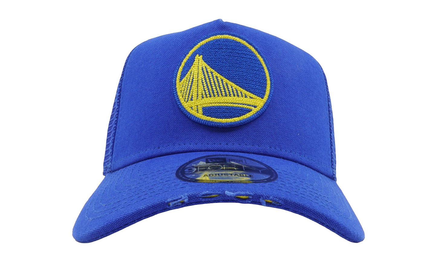 9FORTY Golden State Warriors Trucker Torn Snapback Hat "Blue" NE1166