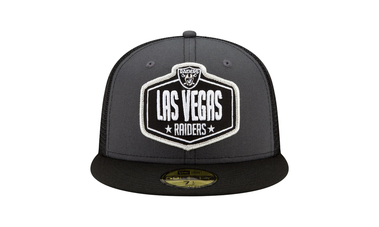 59FIFTY Las Vegas Raiders 2021 Draft Fitted Hat "Graphite / Black - Brim" NE783