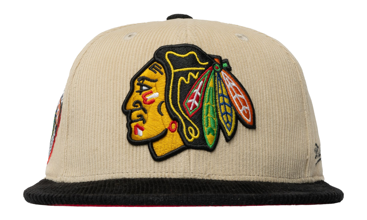 NHL 2-Tone Team Cord Fitted Cap "Chicago Blackhawks - Off White" HHSF5987 CBHYYPPPOFWH