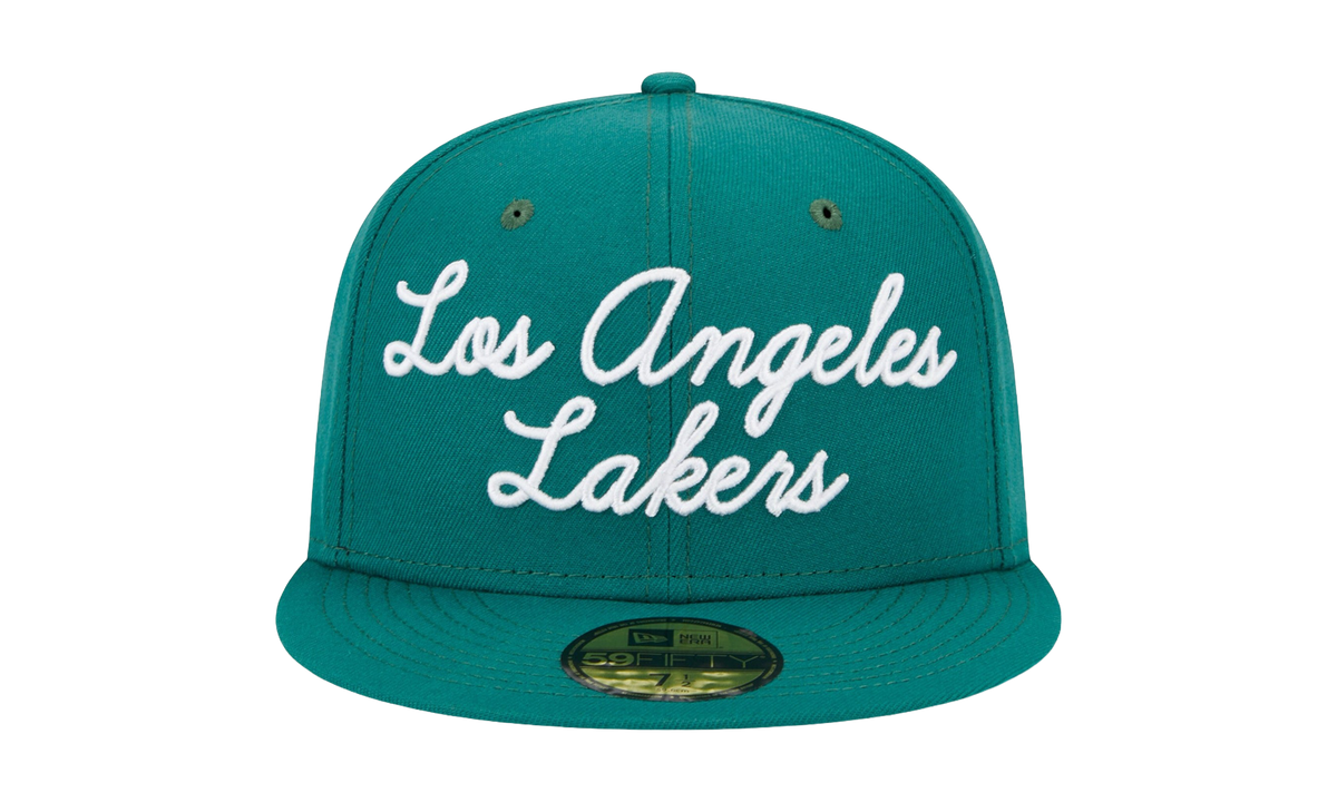 59FIFTY Los Angeles Lakers Script Fitted Hat "Kelly Green / Green - Under Brim" NE876