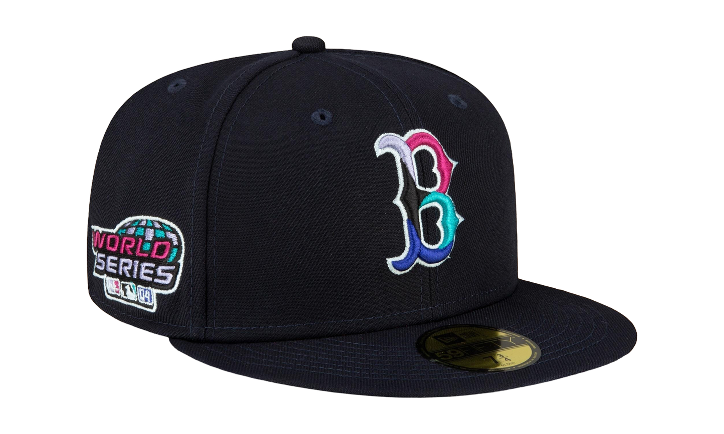 59FIFTY Boston Red Sox 2004 World Series Polar Lights Fitted Hat "Navy / Hot Pink - Brim" NE850