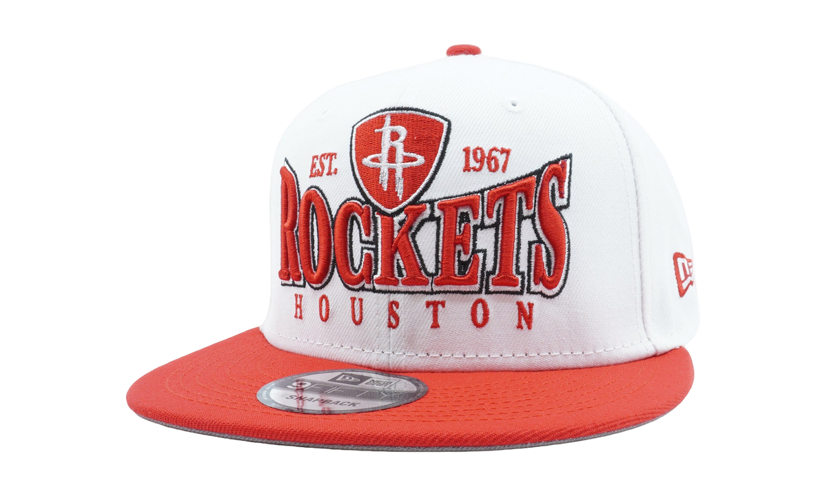 9FIFTY Houston Rockets Crest Stack Snapback Hat "White / Red - Brim" NE879