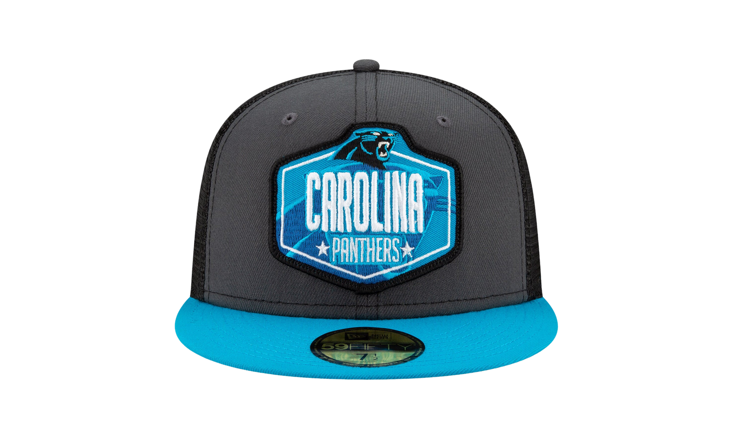 59FIFTY Carolina Panthers 2021 Draft Fitted Hat "Dark Grey / Black / Teal - Brim" NE781