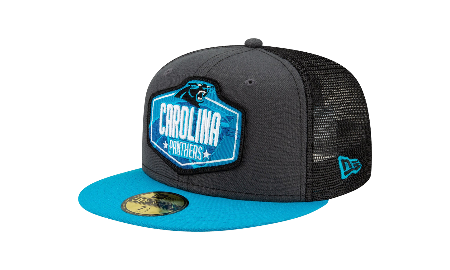 59FIFTY Carolina Panthers 2021 Draft Fitted Hat "Dark Grey / Black / Teal - Brim" NE781