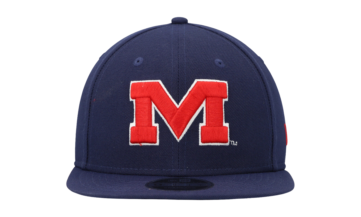 9FIFTY Ole Miss Rebels Snapback Hat "Navy / Red - Logo" NE1026