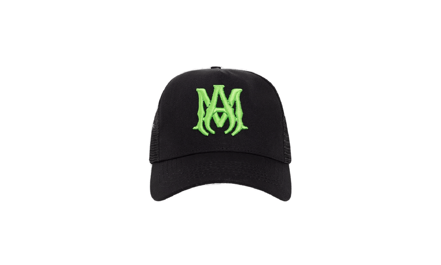 MA Logo Trucker Hat "Black Neon Green" MDS357 002