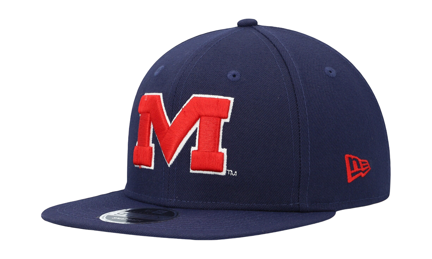 9FIFTY Ole Miss Rebels Snapback Hat "Navy / Red - Logo" NE1026