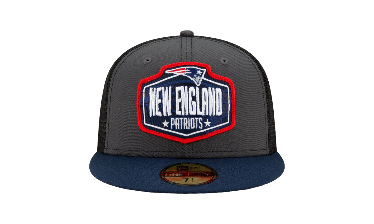 59FIFTY New England Patriots 2021 Draft Fitted Hat "Graphite and Black / Navy - Brim" NE786
