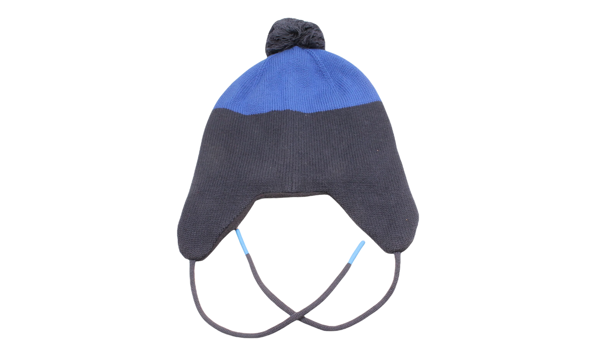 RL 1967 Earflap Pom-Pom Knit Hat "Navy / Royal" PC0807 433