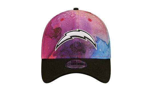 39THIRTY Los Angeles Chargers Crucial Catch Flex Fit Hat "Multicolor Watercolor Design Crown / Black Visor" NE842