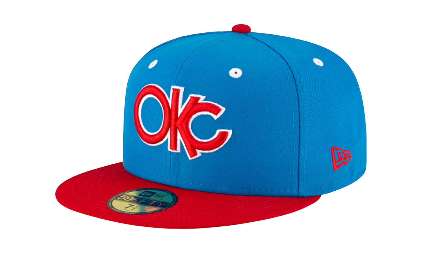 59FIFTY Oklahoma City Dodgers Theme Night Fitted Hat "Blue / Red - Brim" NE772