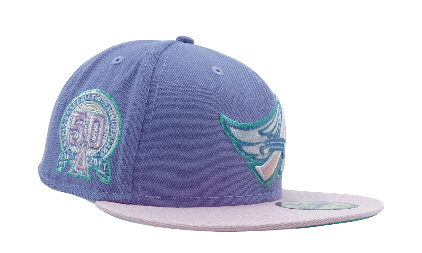 59FIFTY Anaheim Angels 50th Anniversary Fitted Hat "Lavender / Pink - Brim" NE1083