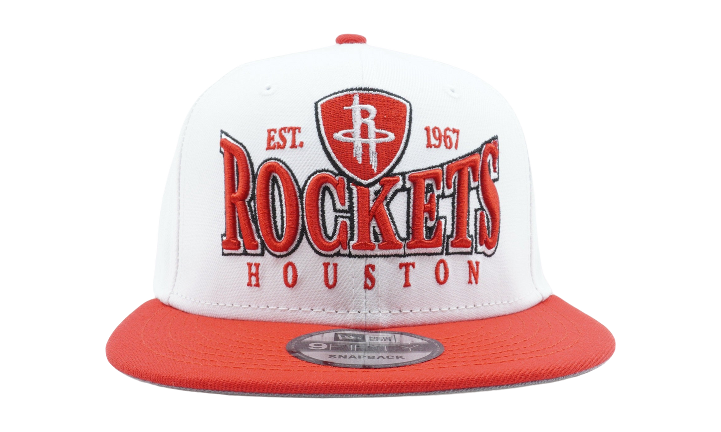 9FIFTY Houston Rockets Crest Stack Snapback Hat "White / Red - Brim" NE879