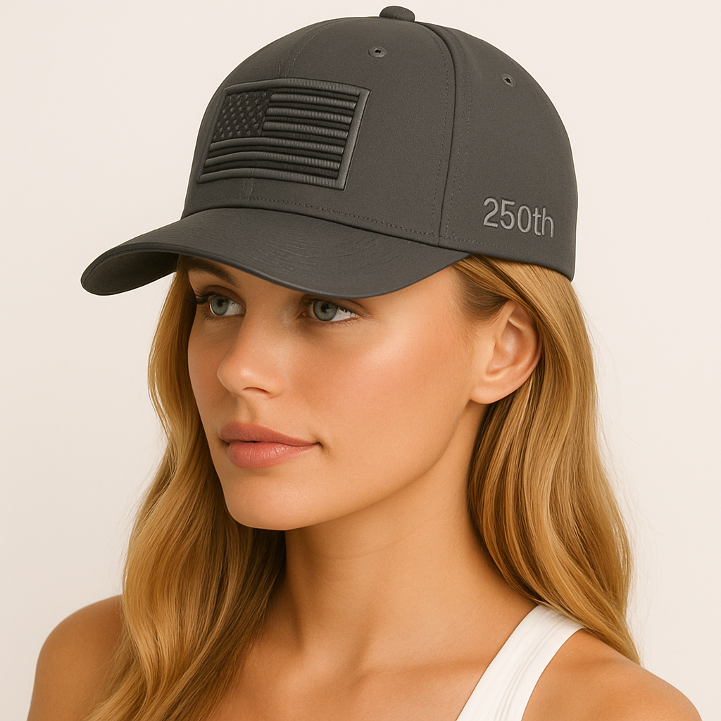 America 250th Anniversary Hat – Charcoal American Flag Baseball Cap 1776 - 2026 (Exclusive)