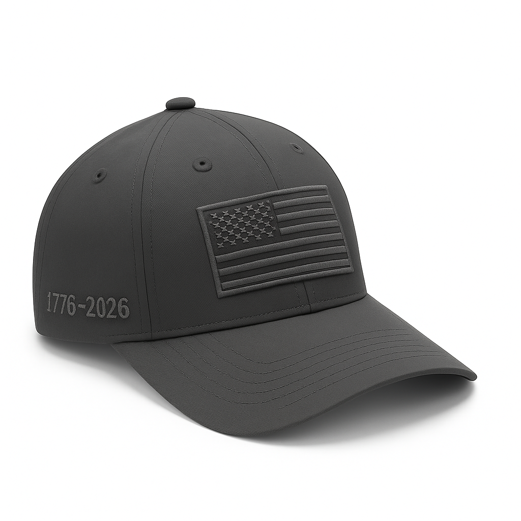 America 250th Anniversary Hat – Charcoal American Flag Baseball Cap 1776 - 2026 (Exclusive)
