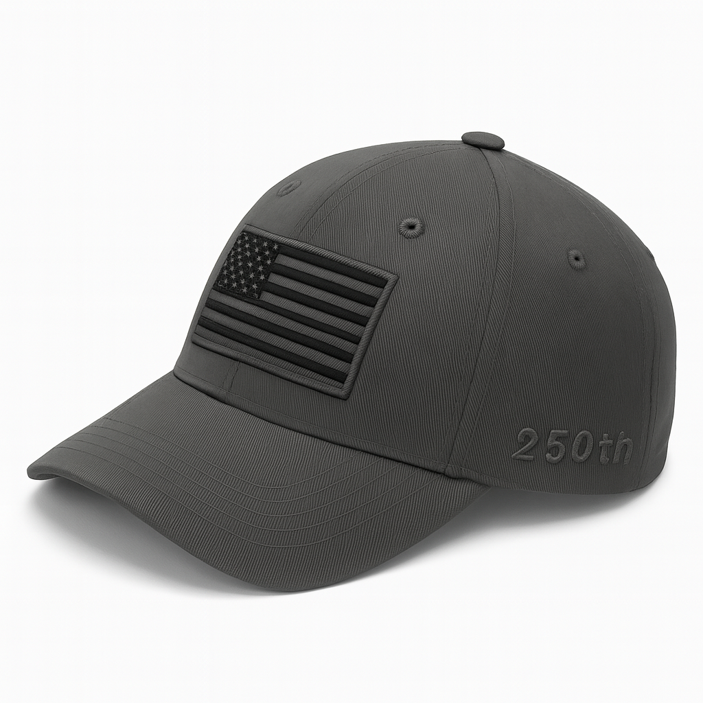 America 250th Anniversary Hat – Charcoal American Flag Baseball Cap 1776 - 2026 (Exclusive)