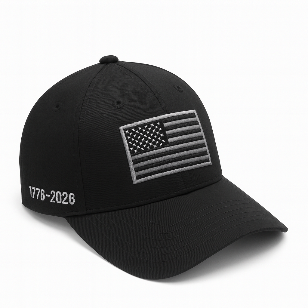 America 250th Anniversary Hat – Black & White American Flag Baseball Cap 1776 - 2026 (Exclusive)