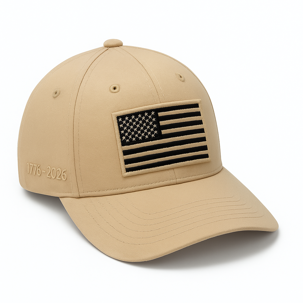 America 250th Anniversary Hat – Desert Sand American Flag Baseball Cap 1776 - 2026 (Exclusive)