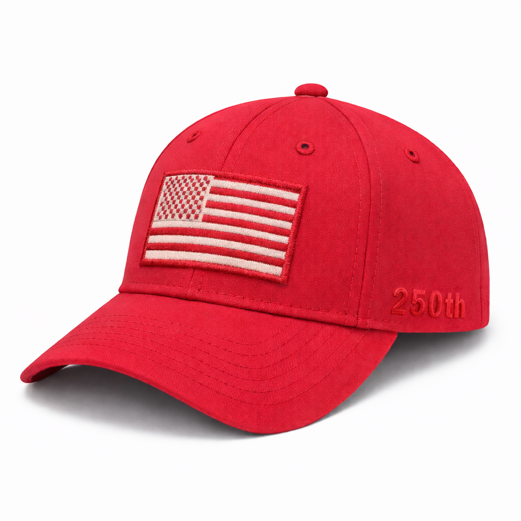 America 250th Anniversary Hat – Red American Flag Baseball Cap 1776 - 2026 (Exclusive)