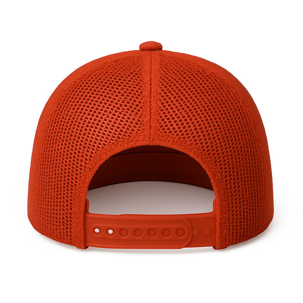 RED Freedom Hat — Leather Patch, Mesh Snapback Hat